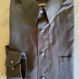 Donna Karan shirt with concealed button down collar in copper/cocoa color
